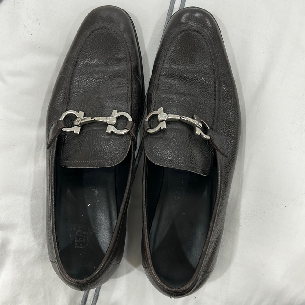 Men’s brown Ferragamo dress loafers. Size 8 1/2. Used.